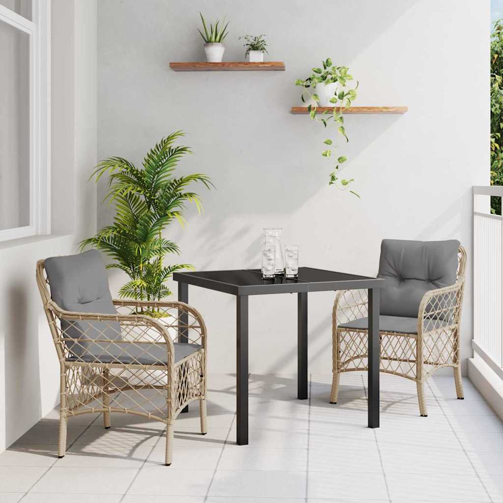 JUNG Vida Garten Essgruppe mit Kissen 3 pcs Beige Poly-Rattan