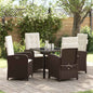 JUNG Vida Garten Essgruppe mit Kissen 5 pcs Braun Poly-Rattan