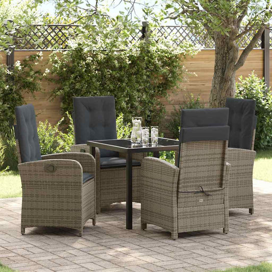 JUNG Vida Garten Essgruppe mit Kissen 5 pcs Grau Poly-Rattan