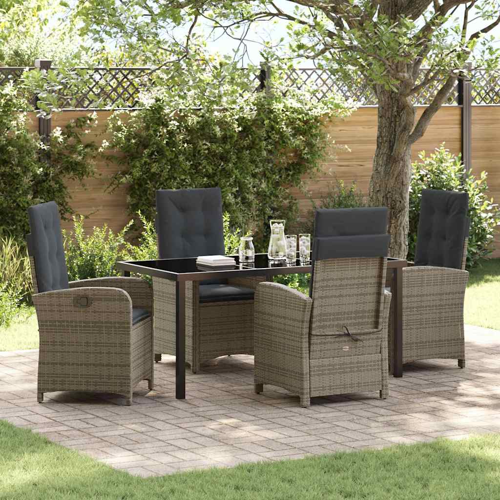 JUNG Vida Garten Essgruppe mit Kissen 5 pcs Grau Poly-Rattan