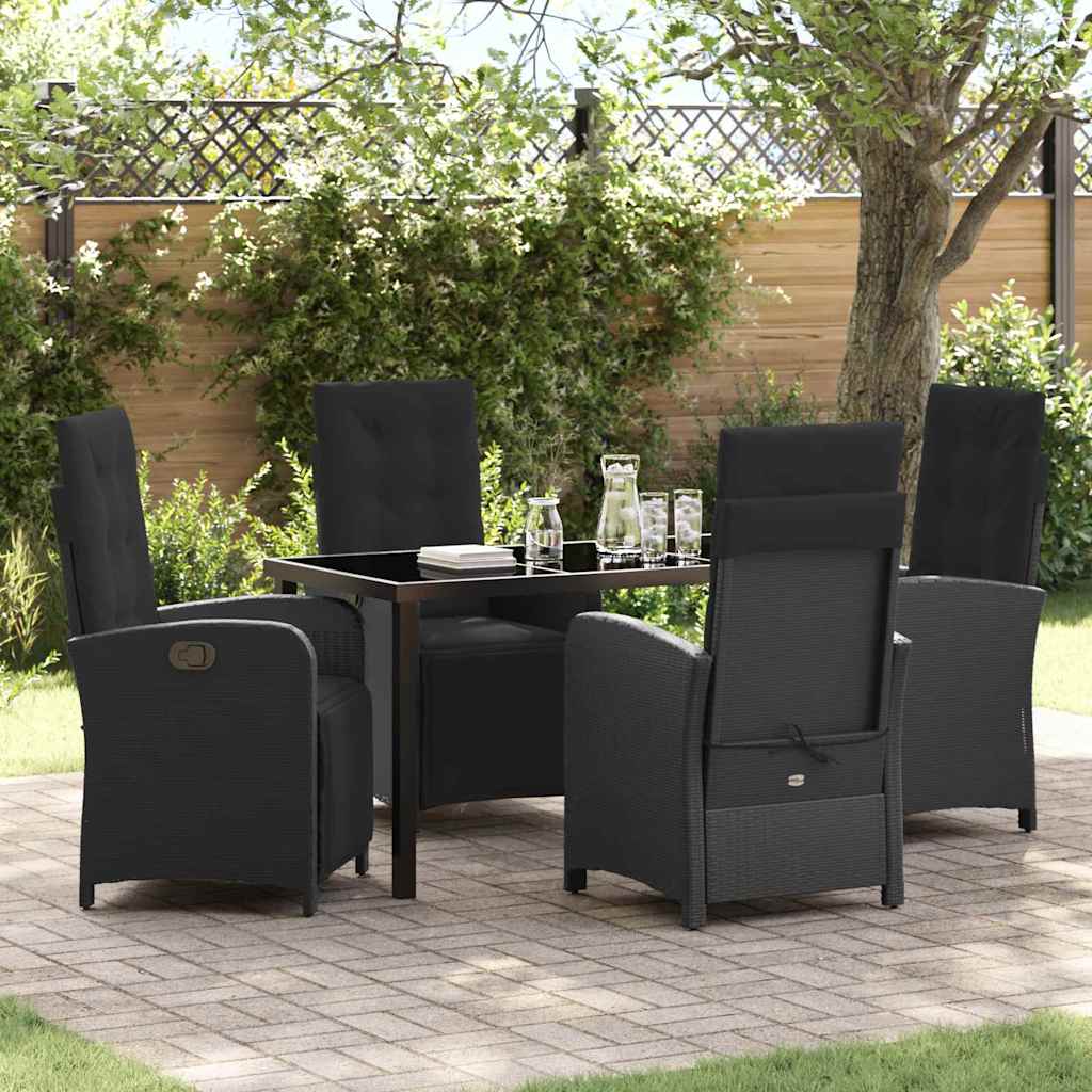 JUNG Vida Garten Essgruppe mit Kissen 5 pcs Schwarz Poly-Rattan