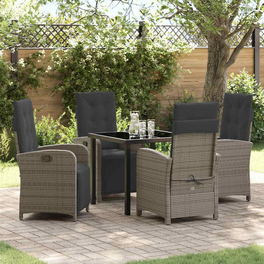 JUNG Vida Garten Essgruppe mit Kissen 5 pcs Grau Poly-Rattan