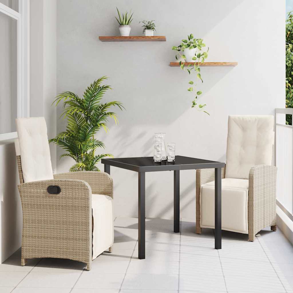 JUNG Vida Garten Essgruppe mit Kissen 3 pcs Beige Poly-Rattan