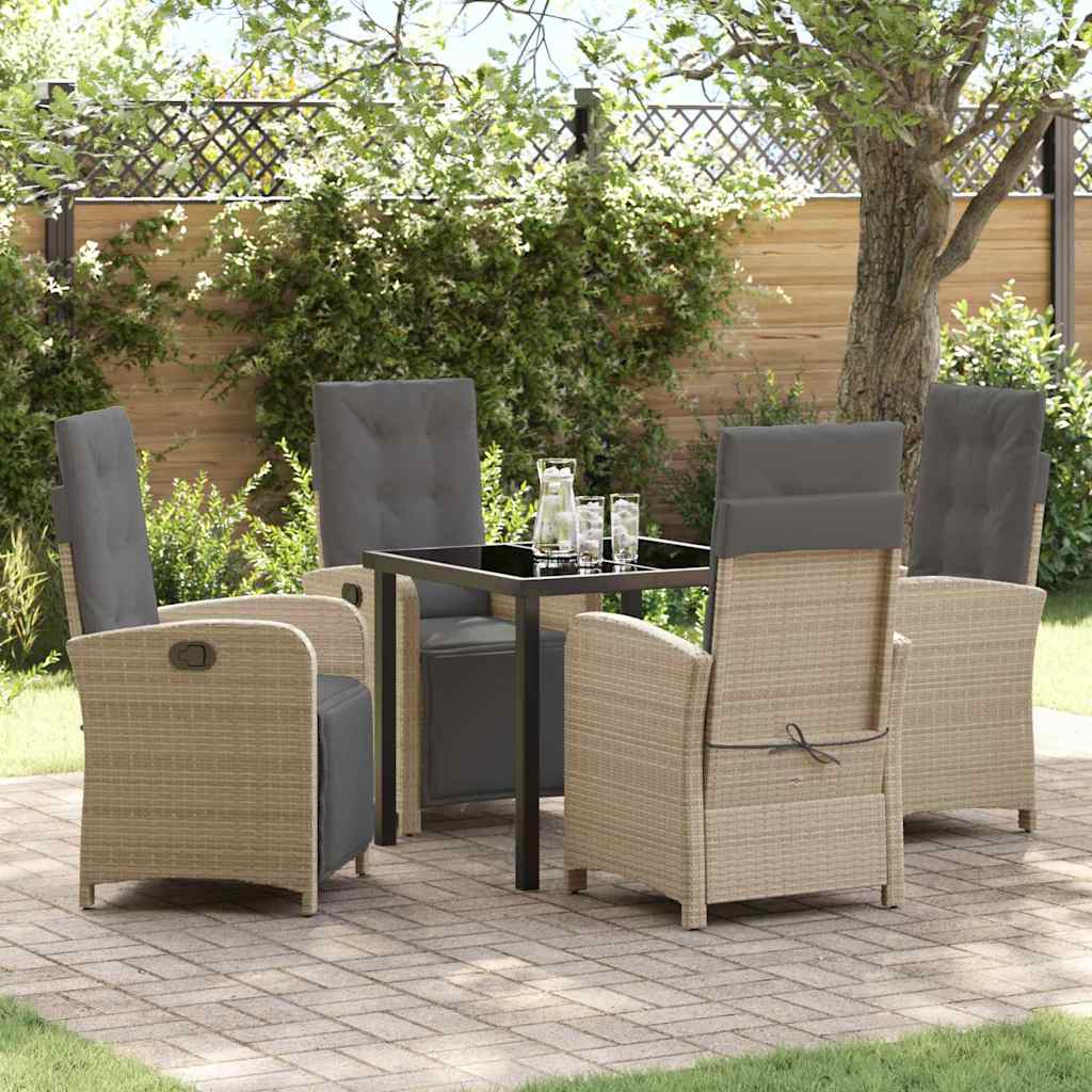 JUNG Vida Garten Essgruppe mit Kissen 5 pcs Beige Poly-Rattan