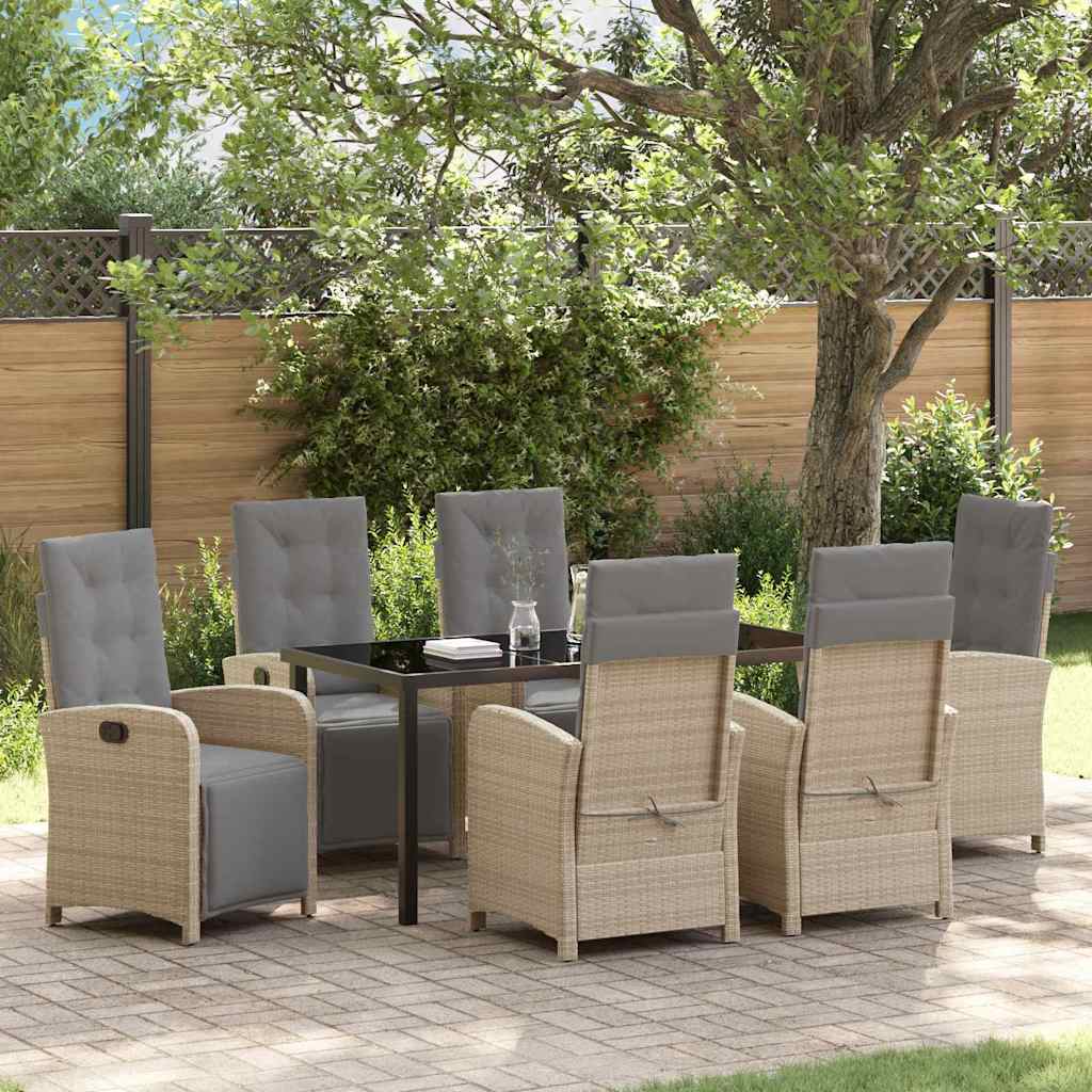 JUNG Vida Garten Essgruppe mit Kissen 7 pcs Beige Poly-Rattan