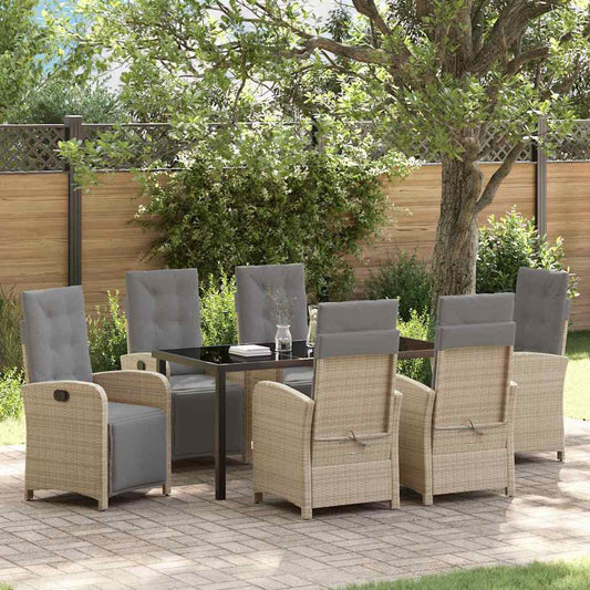 JUNG Vida Garten Essgruppe mit Kissen 7 pcs Beige Poly-Rattan