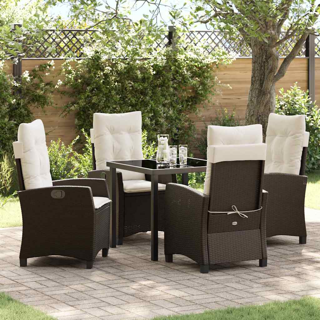 JUNG Vida Garten Essgruppe mit Kissen 5 pcs Braun Poly-Rattan
