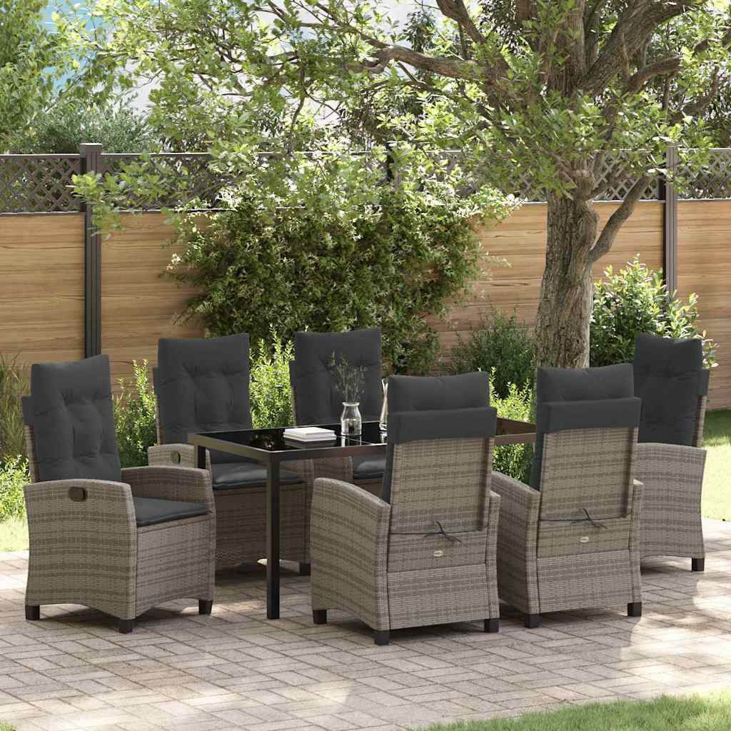 JUNG Vida Garten Essgruppe mit Kissen 7 pcs Grau Poly-Rattan