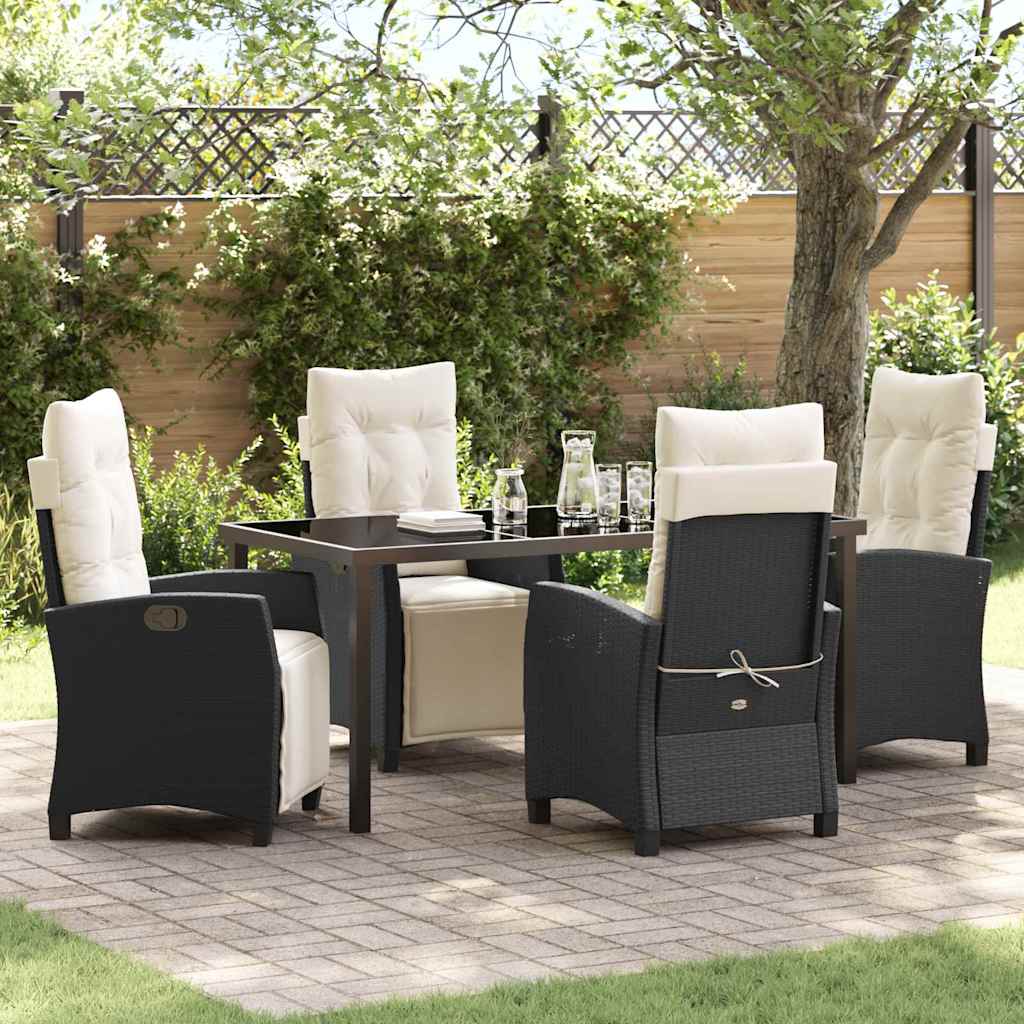 JUNG Vida Garten Essgruppe mit Kissen 5 pcs Schwarz Poly-Rattan