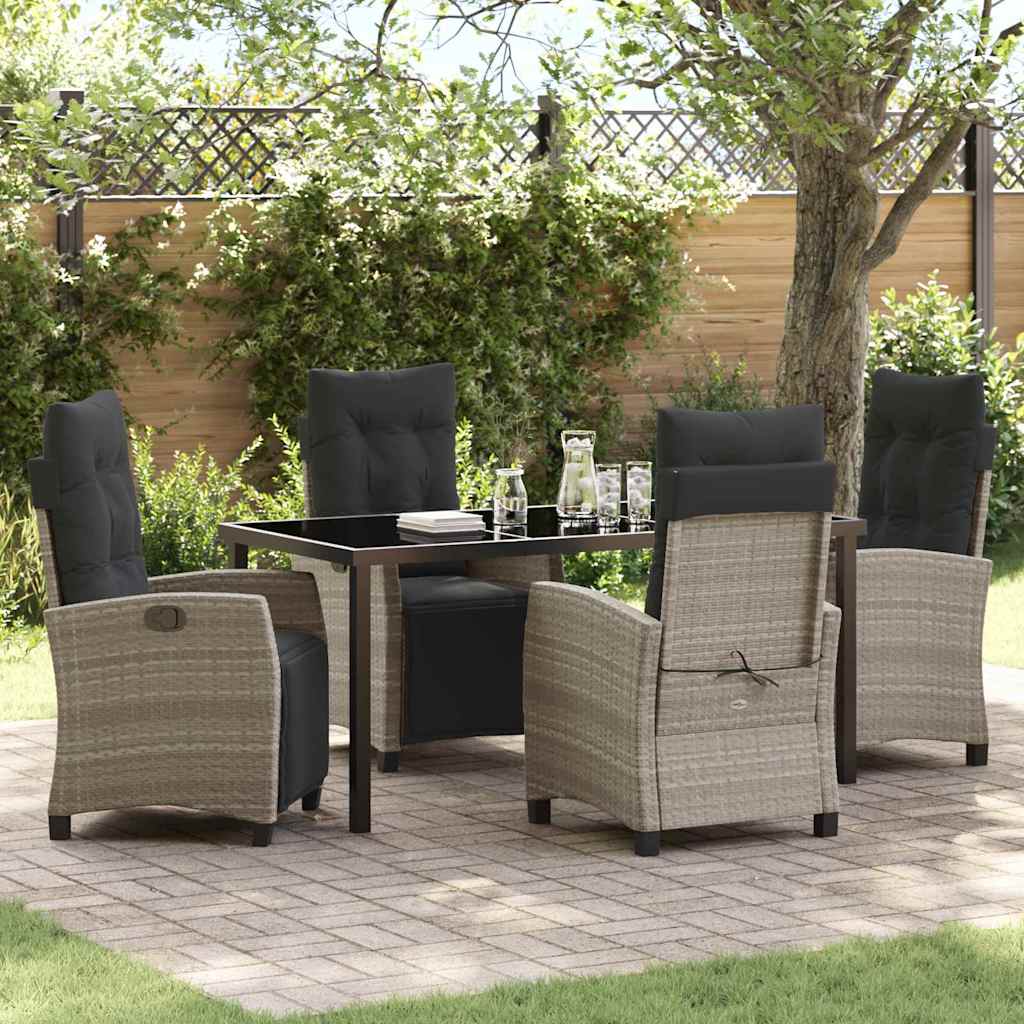 JUNG Vida Garten Essgruppe mit Kissen 5 pcs Hellgrau Poly-Rattan