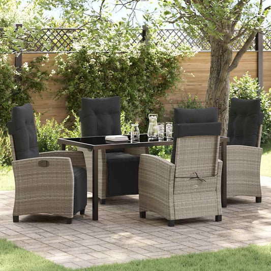 JUNG Vida Garten Essgruppe mit Kissen 5 pcs Hellgrau Poly-Rattan