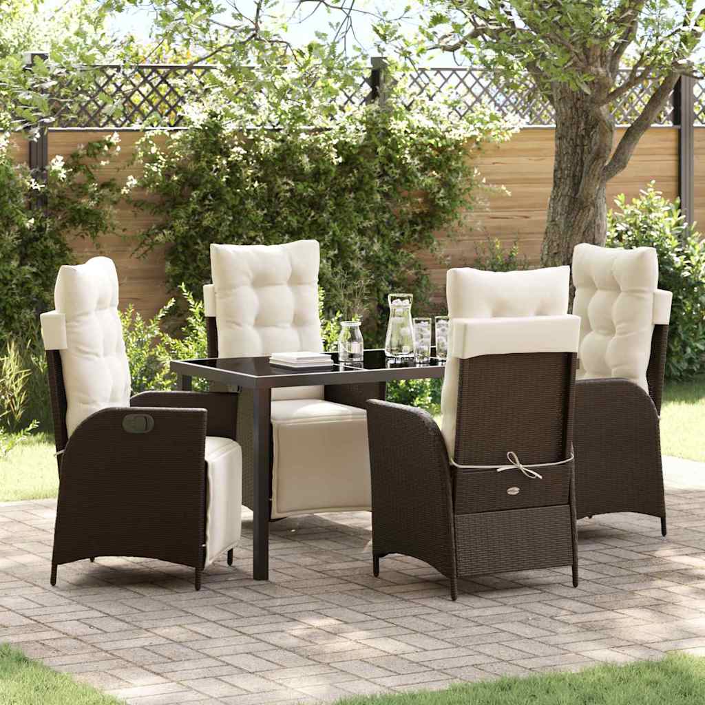 JUNG Vida Garten Essgruppe mit Kissen 5 pcs Braun Poly-Rattan