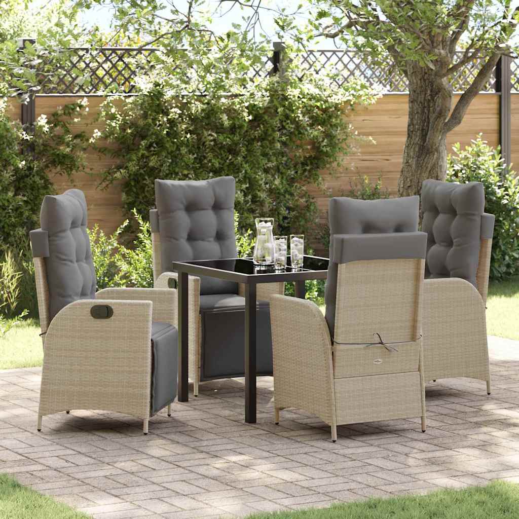 JUNG Vida Garten Essgruppe mit Kissen 5 pcs Beige Poly-Rattan