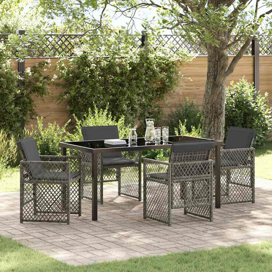 JUNG Vida Garten Essgruppe 5 pcs Grau Poly-Rattan
