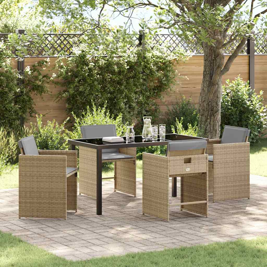JUNG Vida Garten Essgruppe 5 pcs Beige Poly-Rattan