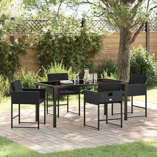 JUNG Vida Garten Essgruppe 5 pcs Schwarz Poly-Rattan