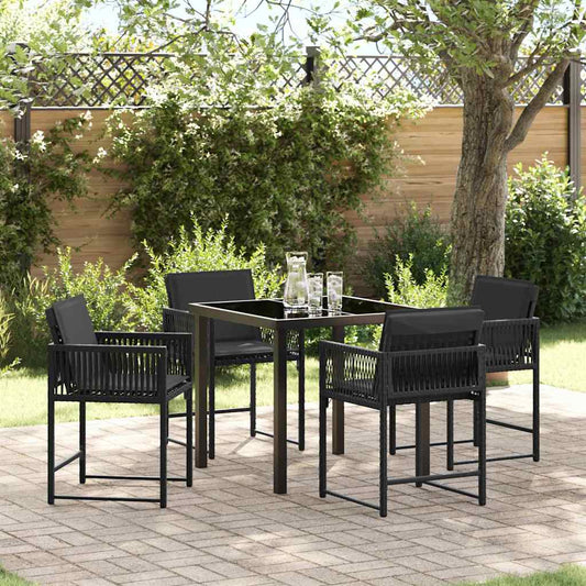 JUNG Vida Garten Essgruppe 5 pcs Schwarz Poly-Rattan