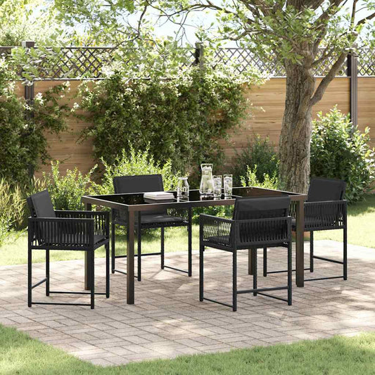 JUNG Vida Garten Essgruppe 5 pcs Schwarz Poly-Rattan