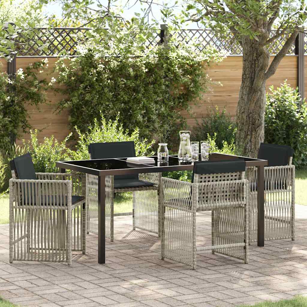 JUNG Vida Garten Essgruppe 5 pcs Hellgrau Poly-Rattan