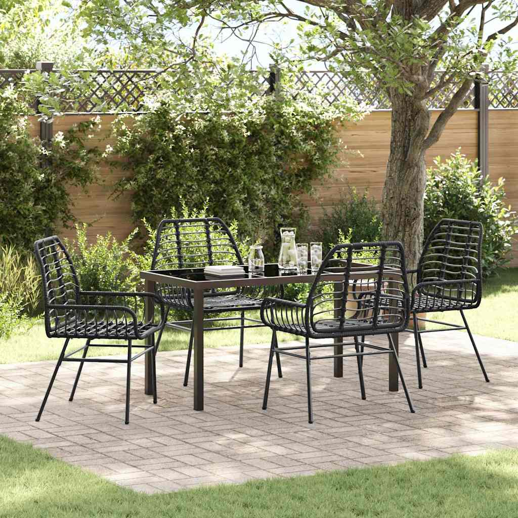 JUNG Vida Garten Essgruppe 5 pcs Schwarz Poly-Rattan
