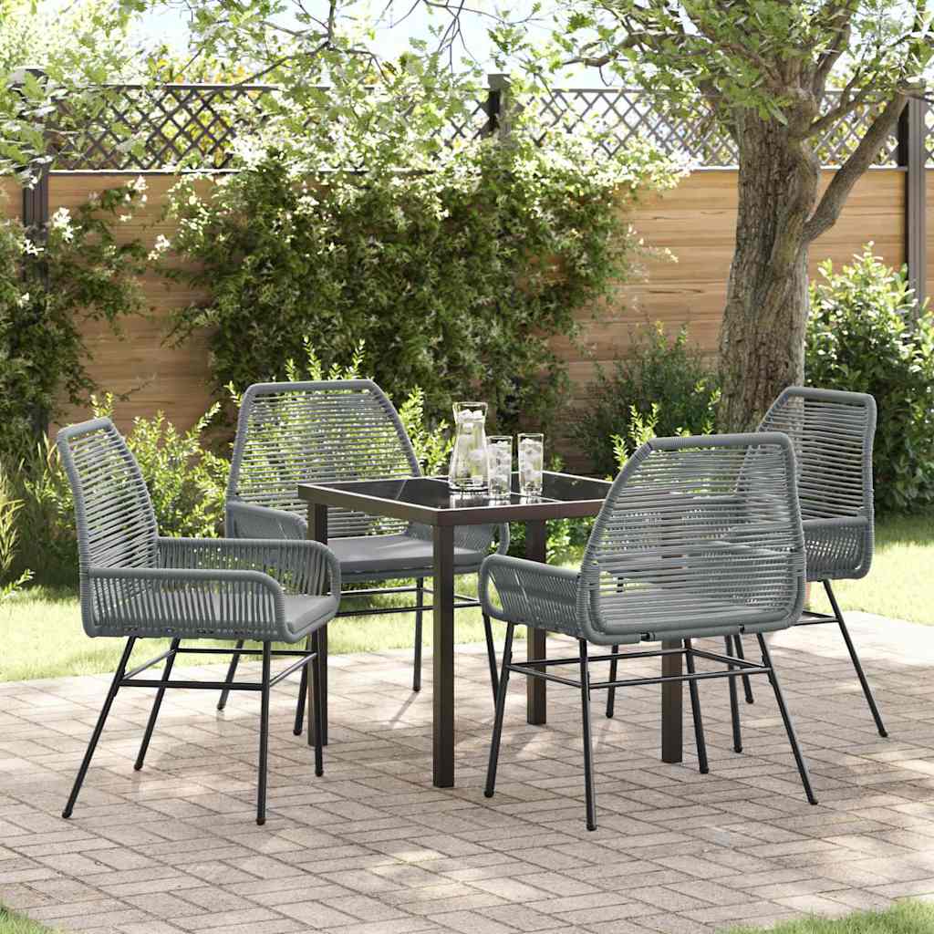 JUNG Vida Garten Essgruppe mit Kissen 5 pcs Grau Poly-Rattan