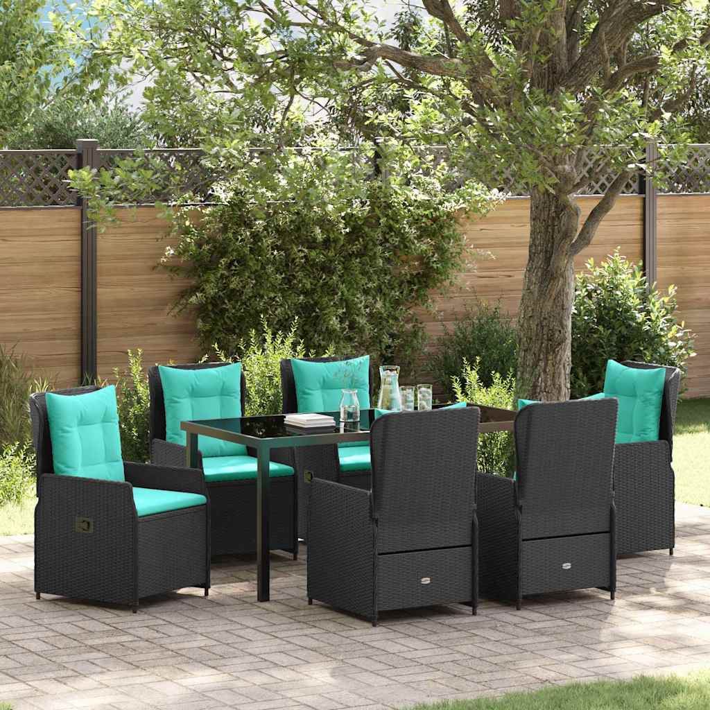 JUNG Vida Garten Essgruppe 7 pcs Schwarz Poly Rattan