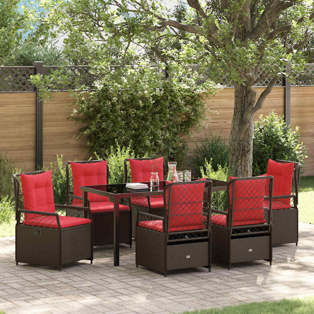 JUNG Vida Garten Essgruppe 7 pcs Braun Poly-Rattan