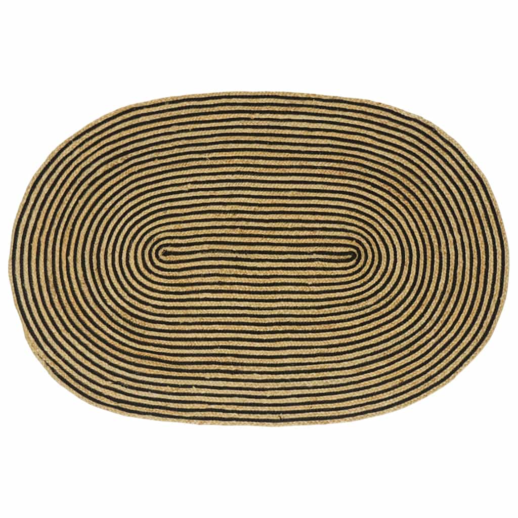 JUNG Vida Teppich Natürlich und Schwarz 122 x 183 cm Jute