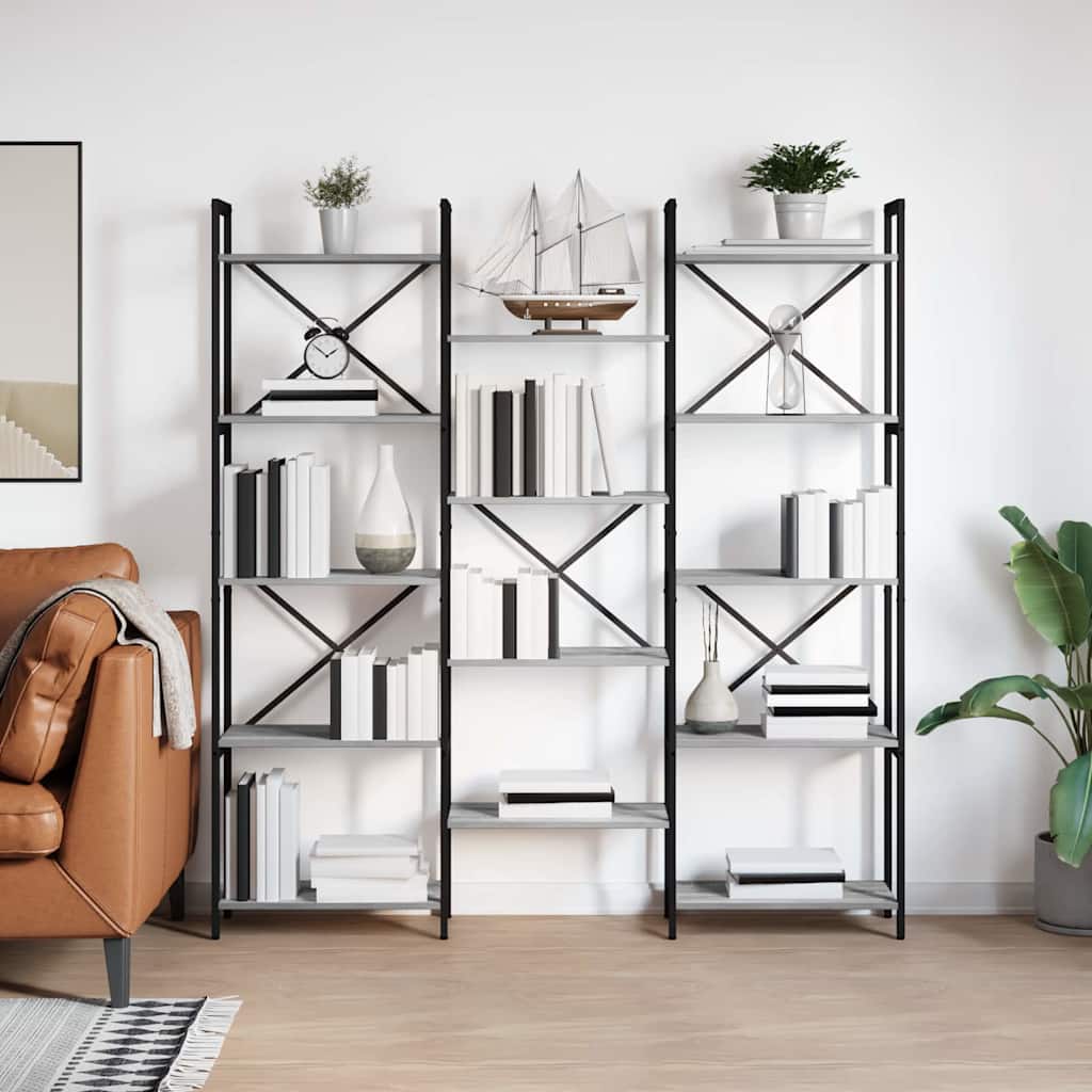JUNG Vida Bücherregal Grau Sonoma 156 x 25 x 167 cm Holzwerkstoff