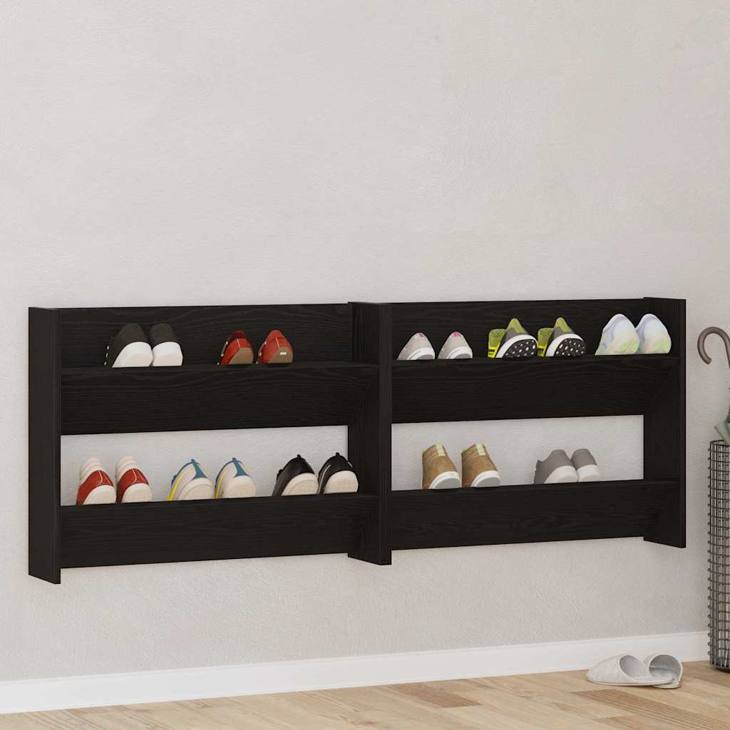 JUNG Vida Schuhschrank 2 pcs Schwarz Eichen-Optik 85 x 18 x 90 cm