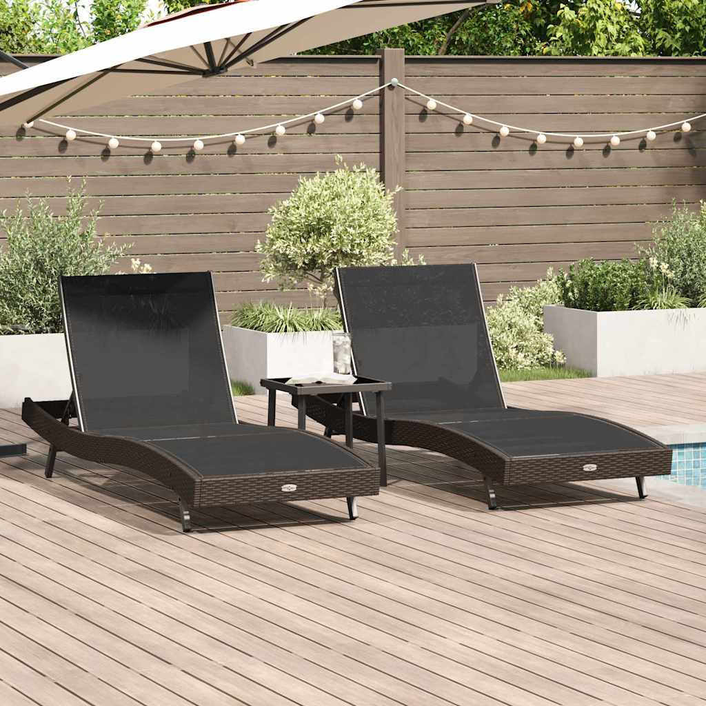 JUNG Vida Sonnenliege 3 pcs Braun 197 x 70 x 82 cm Poly-Rattan