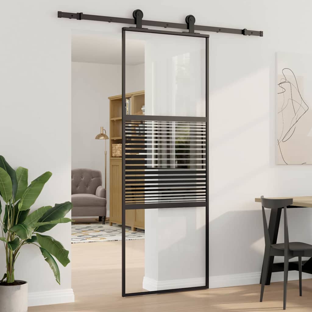 JUNG Vida Glastür Gestreift Schwarz 90 x 2 x 205 cm Aluminium
