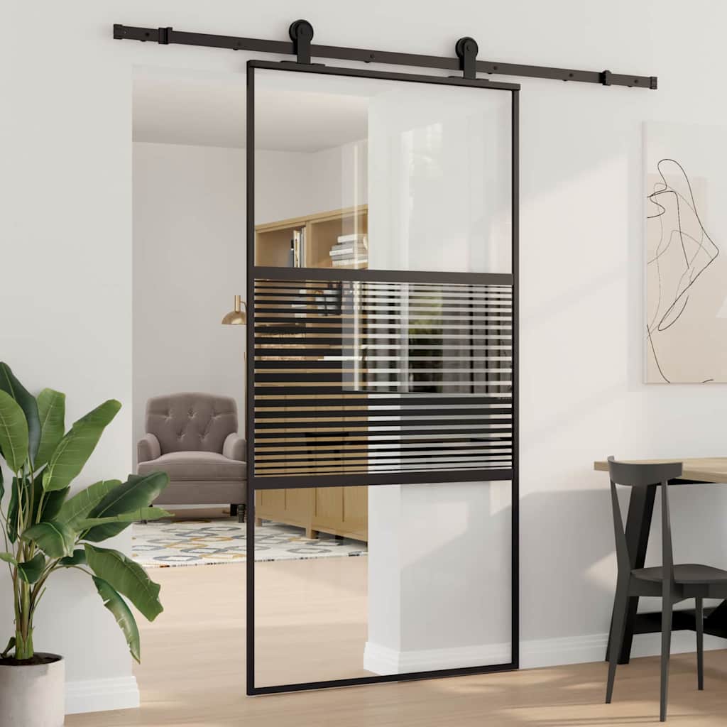 JUNG Vida Glastür Gestreift Schwarz 90 x 2 x 205 cm Aluminium