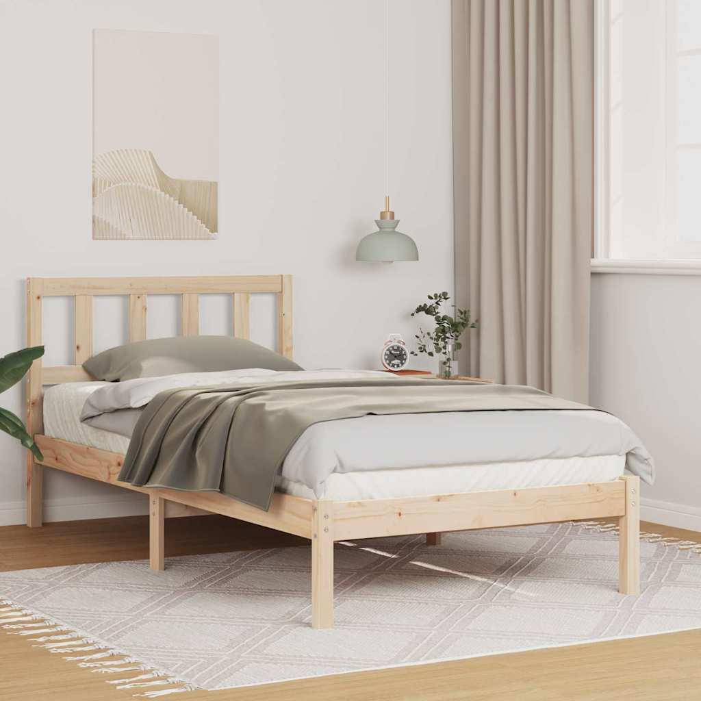 JUNG Vida Bettrahmen mit Kopfteil Braun 80 x 200 cm Massives Kiefernholz