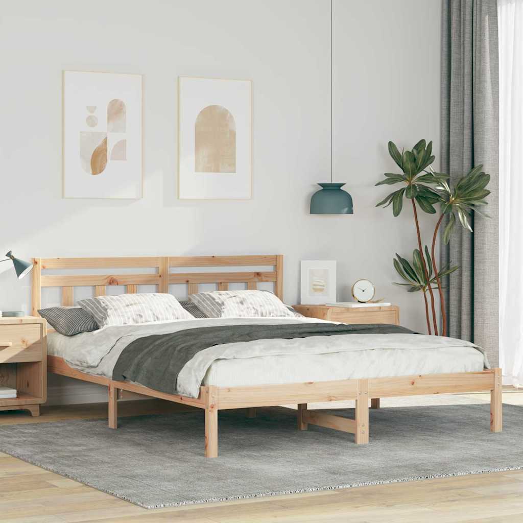 JUNG Vida Bettrahmen Braun 160 x 200 cm Massives Kiefernholz
