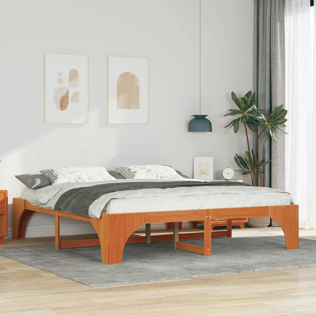 JUNG Vida Bettrahmen Braun 180 x 200 cm Massives Kiefernholz