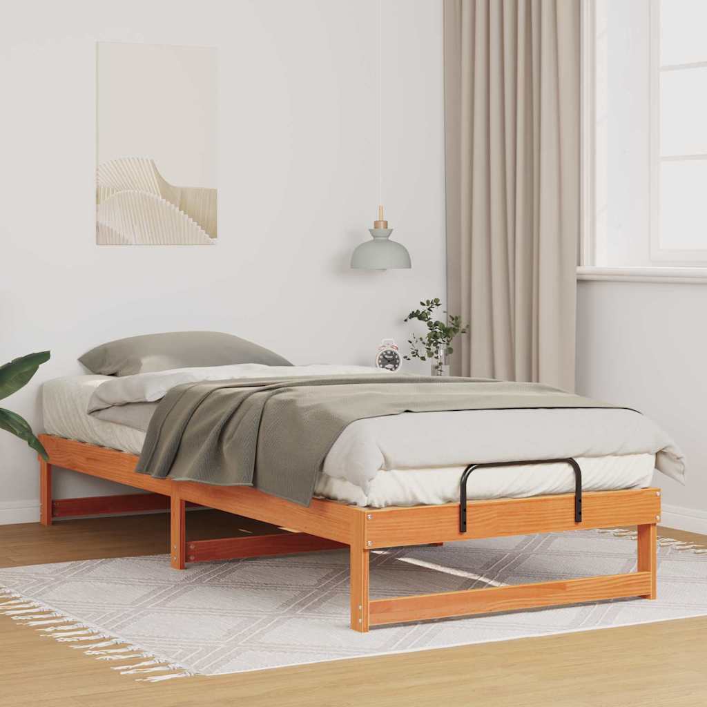 JUNG Vida Bettrahmen Braun 100 x 220 cm Massives Kiefernholz