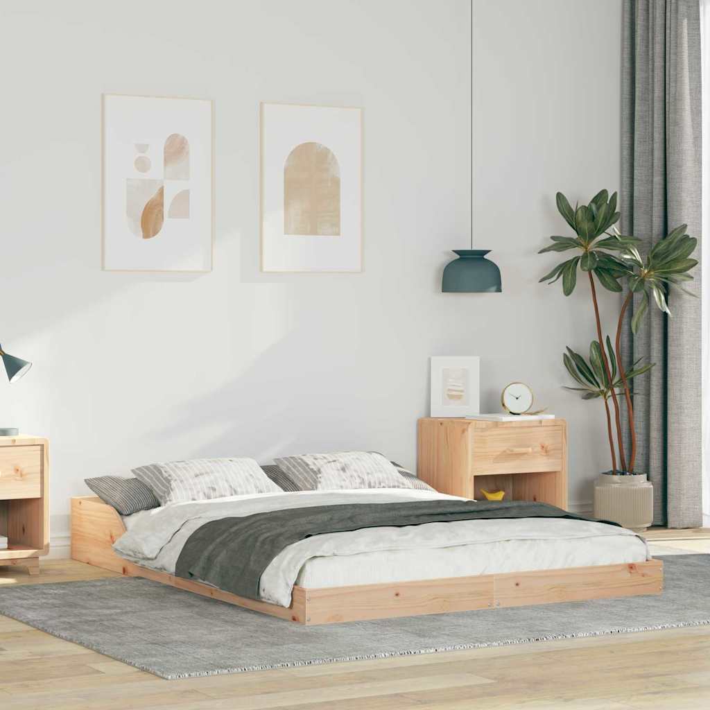 JUNG Vida Bettrahmen Braun 140 x 190 cm Massives Kiefernholz