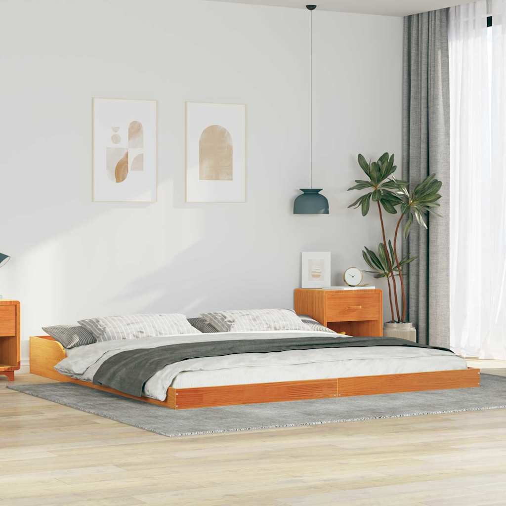 JUNG Vida Bettrahmen Wachsbraun 180 x 210 cm Massives Kiefernholz