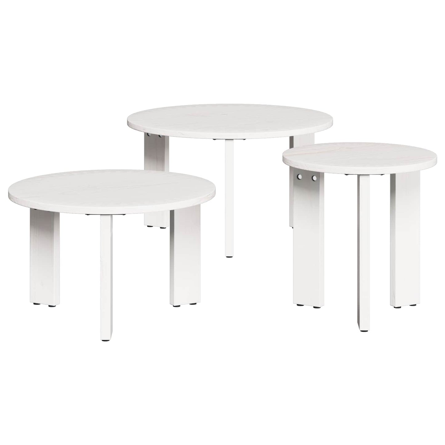 JUNG Vida Couchtisch 3 pcs Weiß Massivholz Kiefer