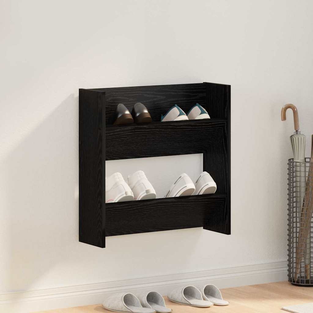 JUNG Vida Schuhschrank Schwarz Eichen-Optik 60 x 18 x 60 cm Holzwerkstoff