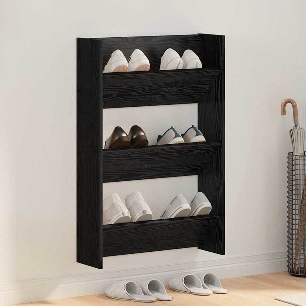 JUNG Vida Schuhschrank Schwarz Eichen-Optik 60 x 18 x 90 cm Holzwerkstoff
