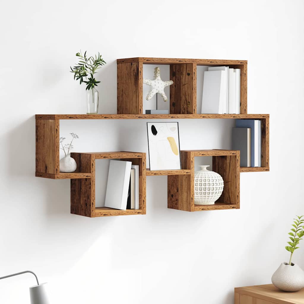 JUNG Vida Wandregal mit Regal Altholz 82 x 15 x 51 cm Holzwerkstoff