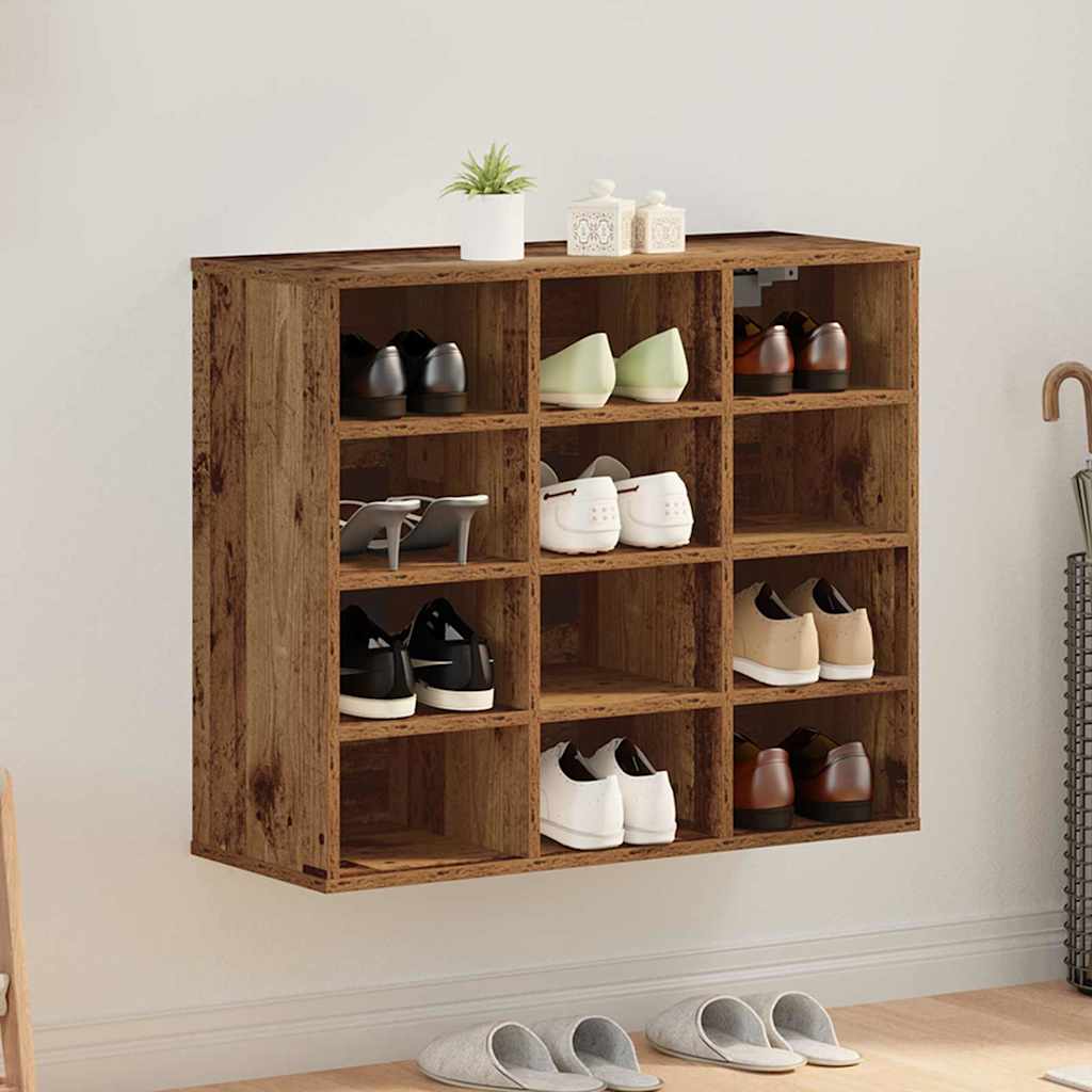 JUNG Vida Schuhschrank mit Regal Altholz 77,5 x 30 x 67 cm Holzwerkstoff