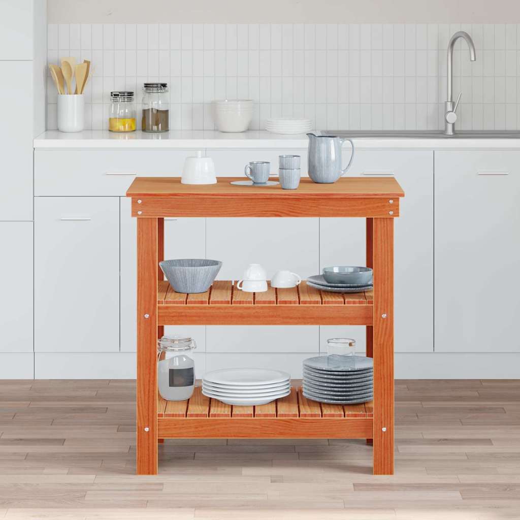 JUNG Vida Werkbank Wachsbraun 78,5 x 50 x 80 cm Massives Kiefernholz
