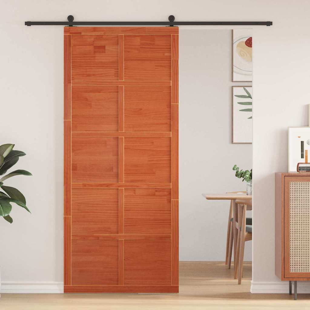 JUNG Vida Scheunentür Braun 80 x 2,5 x 208 cm Massives Kiefernholz