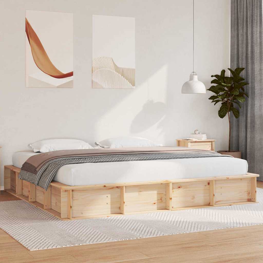 JUNG Vida Bettrahmen Braun 200 x 200 cm Massives Kiefernholz