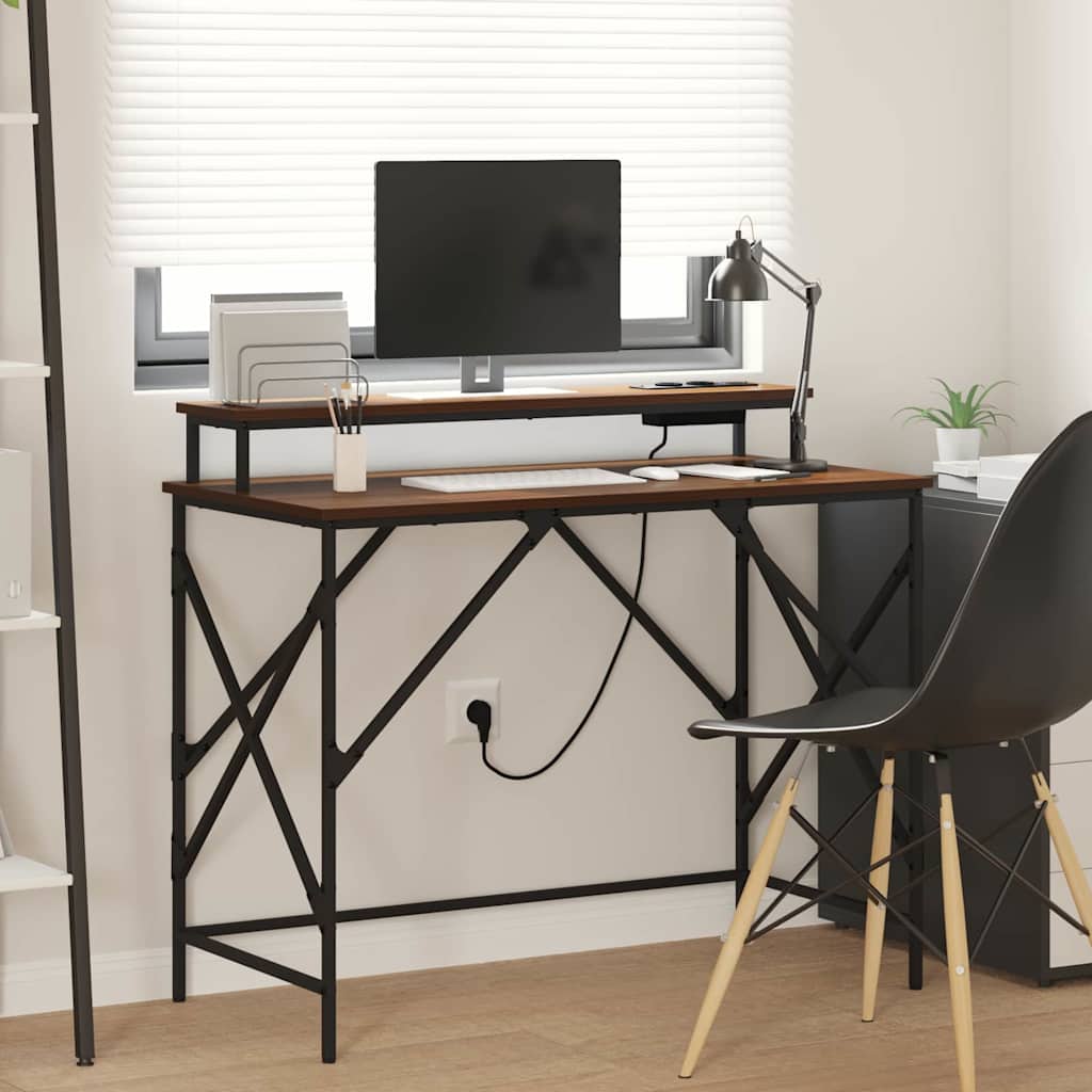 JUNG Vida Schreibtisch mit Regal Braun Eichen-Optik 100 x 50 x 86,5 cm