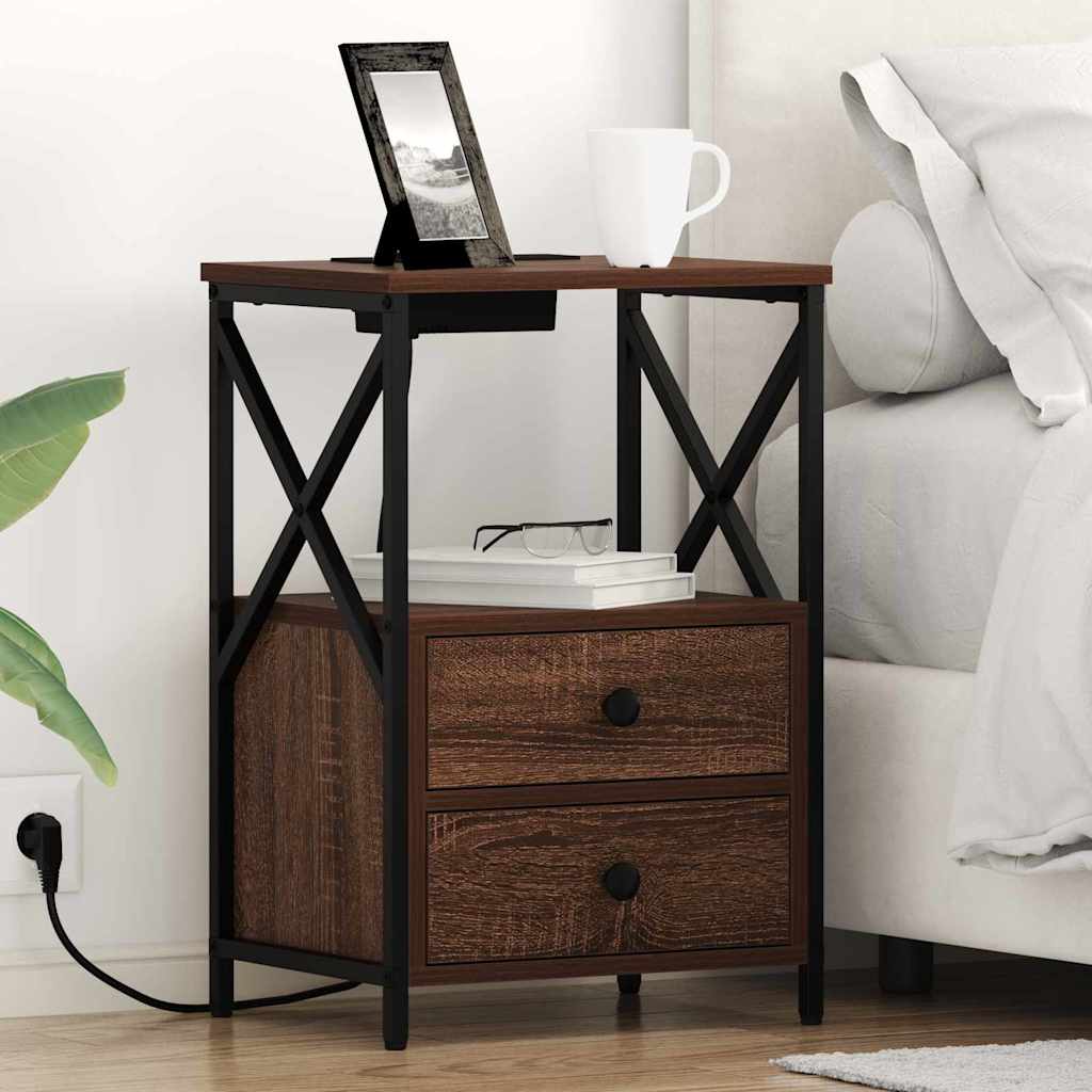JUNG Vida Nachttisch Braun Eichen-Optik 40 x 31 x 60 cm Holzwerkstoff