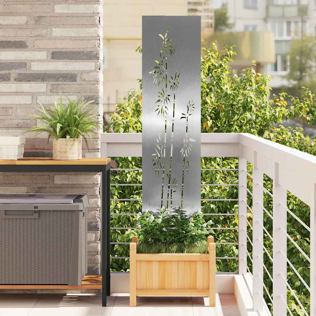 JUNG Vida Garten Sichtschutz-Leinwand Floral Silber 32 x 140 cm Edelstahl